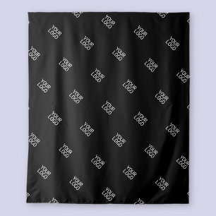 Your Logo Simple Repeating Logo Pattern   Black Tapestry