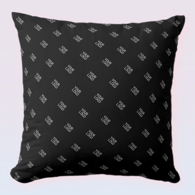 Your Logo Simple Repeating Logo Pattern | Black Throw Pillow (Creator Uploaded)