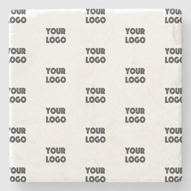 Your Logo Simple Repeating Logo  Stone Coaster (Front)