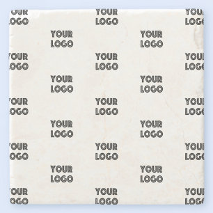 Your Logo Simple Repeating Logo Stone Coaster