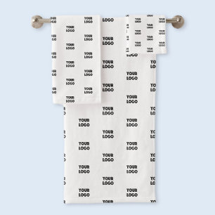 Your Logo Simple Repeating Logo   White Bath Towel Set