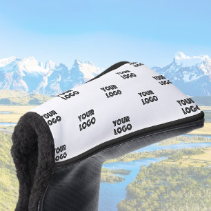 Your Logo Simple Repeating Logo   White Golf Head Cover