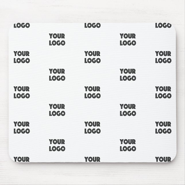 Your Logo Simple Repeating Logo | White Mouse Pad (Front)