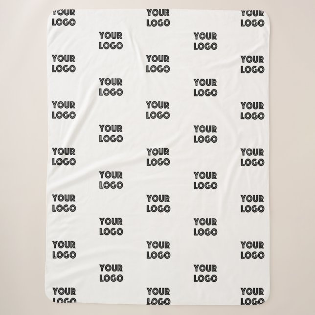 Your Logo Simple Repeating Logo | White Sherpa Blanket (Front)