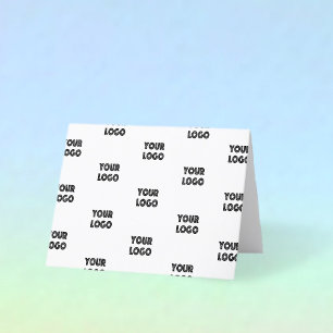 Your Logo Simple Repeating Logo   White Thank You Card