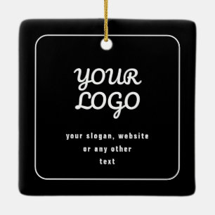 Your Logo & Slogan or other text   Black & White Ceramic Ornament