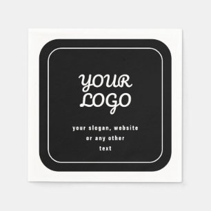 Your Logo & Slogan or other text   Black & White Napkin