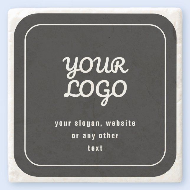 Your Logo & Slogan or other text | Black & White Stone Coaster (Creator Uploaded)