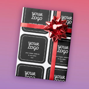 Your Logo & Slogan or other text   Black & White Wrapping Paper