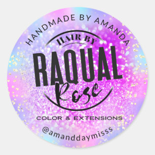 Your  Logo Small Business  Holograph Glitter Gold Classic Round Sticker