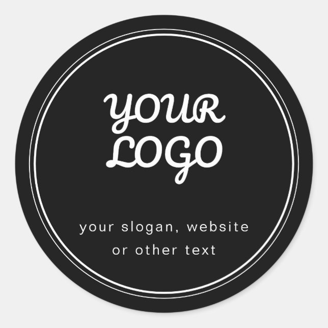 Your Logo Stylish Editable Black & White Classic Round Sticker (Front)