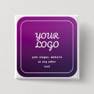 Your Logo & Stylish Light to Dark Purple Ombre 2 Inch Square Button