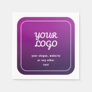 Your Logo & Stylish Light to Dark Purple Ombre Napkin