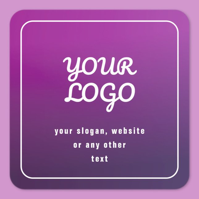Your Logo & Stylish Light to Dark Purple Ombre Square Sticker (Creator Uploaded)