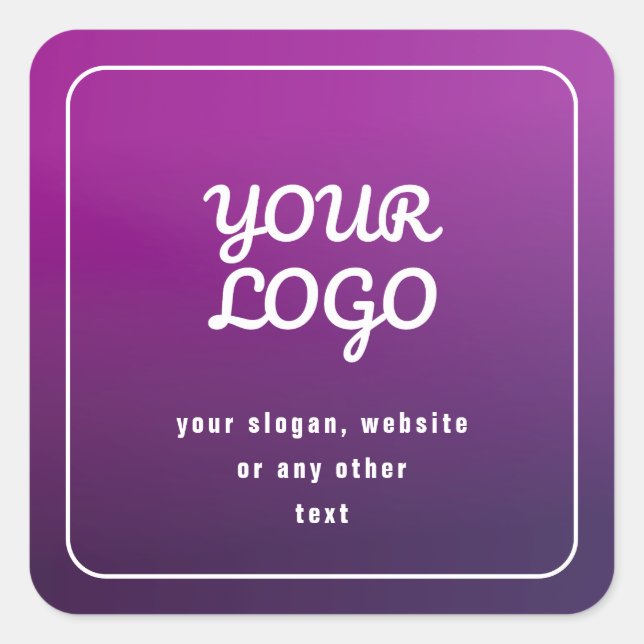 Your Logo & Stylish Light to Dark Purple Ombre Square Sticker (Front)