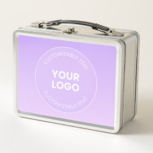 Your Logo Subtle Lavender Ombre Gradient Metal Lunch Box