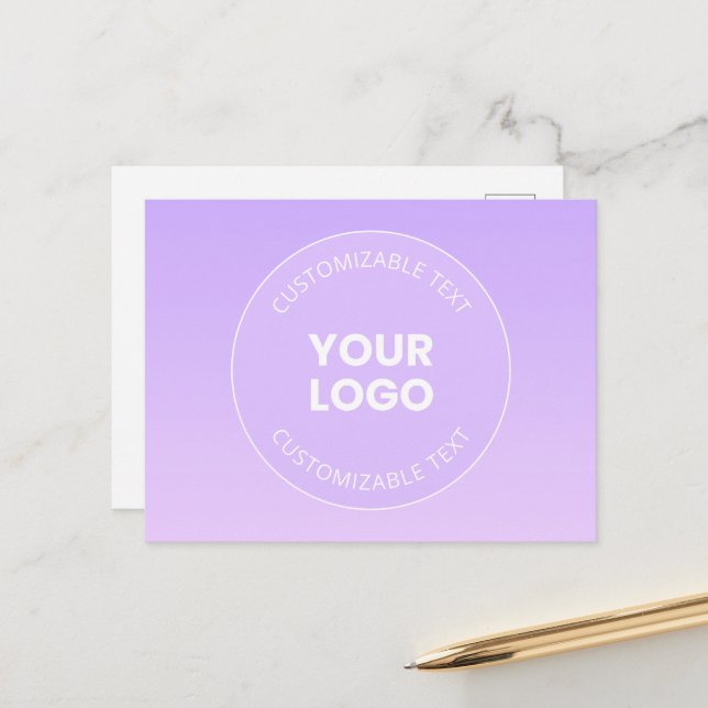 Your Logo | Subtle Lavender Ombre Gradient Postcard (Front/Back In Situ)
