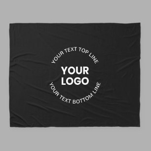 Your Logo & Text   Black Fleece Blanket
