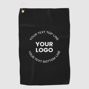 Your Logo & Text   Black Golf Towel