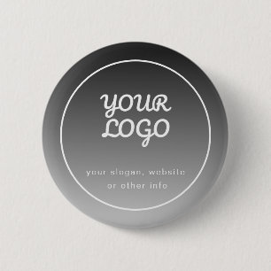 Your Logo & Text   Dark Grey Gradient 2 Inch Round Button