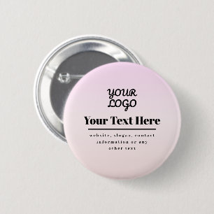 Your Logo & Text   Pink & Peach Ombre 2 Inch Round Button
