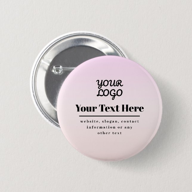 Your Logo & Text | Pink & Peach Ombre 2 Inch Round Button (Front & Back)
