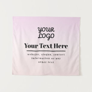 Your Logo & Text   Pink & Peach Ombre Tapestry