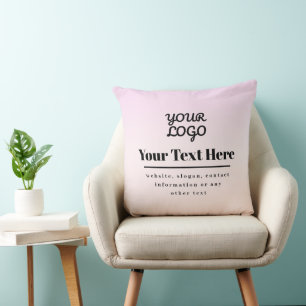 Your Logo & Text   Pink & Peach Ombre Throw Pillow