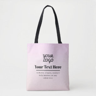 Your Logo & Text Pink & Peach Ombre Tote Bag