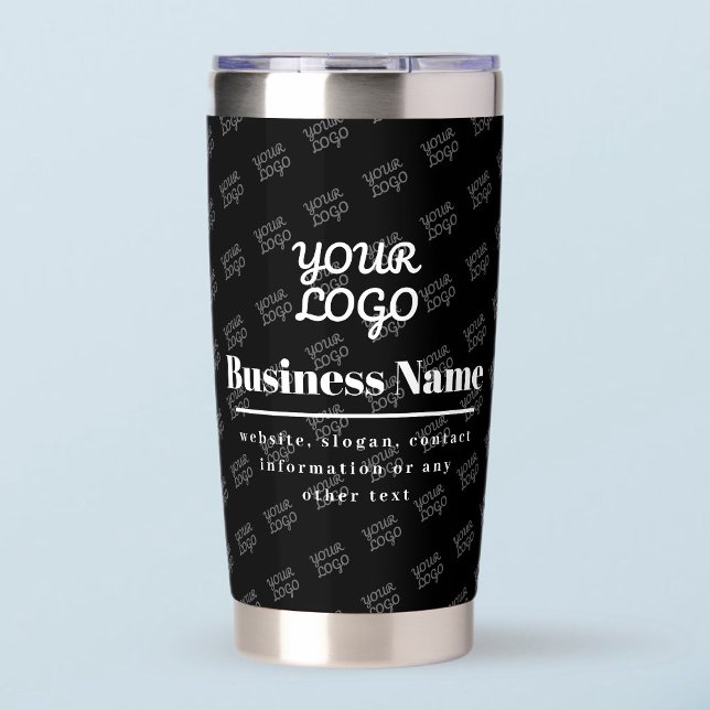 Your Logo Tiled Pattern Black & White Insulated Tumbler (Creator Uploaded)