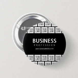 Your Logo Tiled Pattern & Editable Business Name  2 Inch Round Button