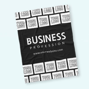 Your Logo Tiled Pattern & Editable Business Name  Fleece Blanket