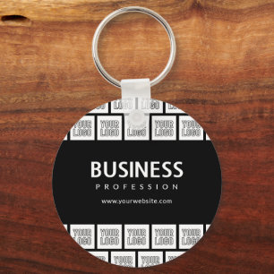 Your Logo Tiled Pattern & Editable Business Name  Keychain