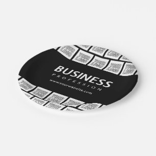 Your Logo Tiled Pattern & Editable Business Name  Paper Plate