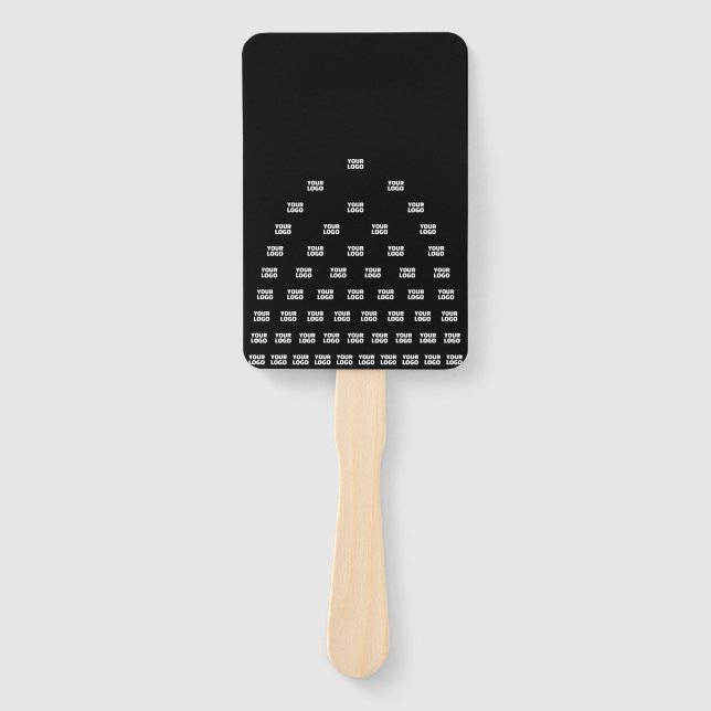 Your Logo Unique Arch Pattern | Black (editable) Hand Fan (Front)