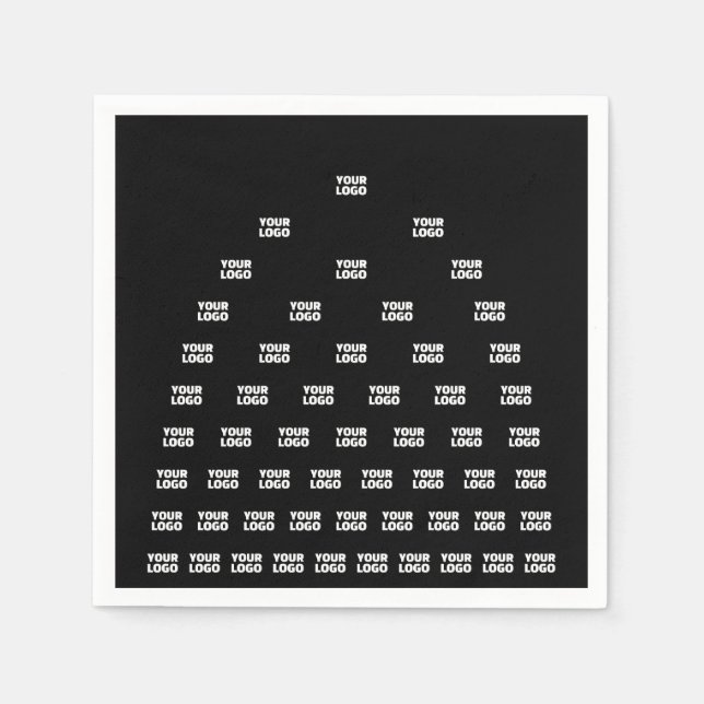 Your Logo Unique Arch Pattern | Black (editable) Napkin (Front)