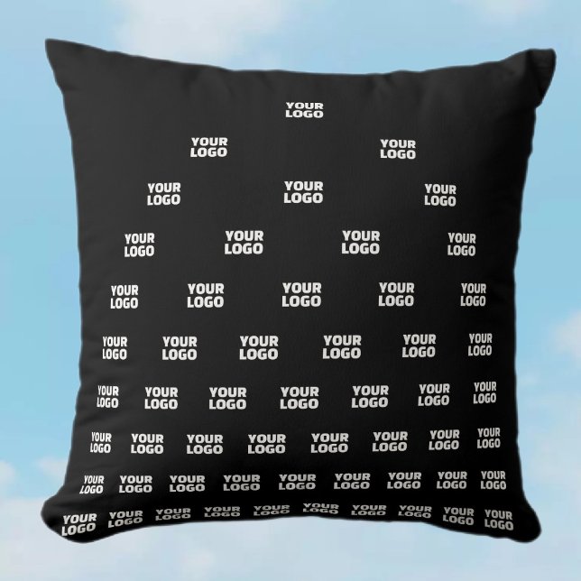 Your Logo Unique Arch Pattern | Black (editable) Throw Pillow (Creator Uploaded)