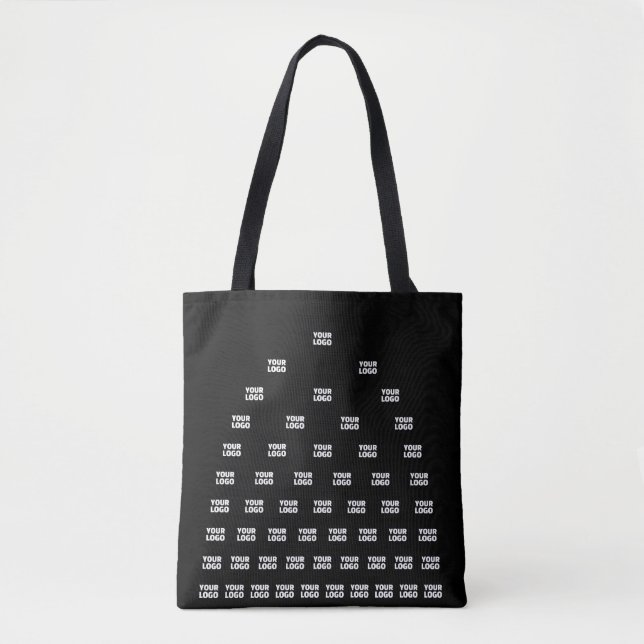 Your Logo Unique Arch Pattern | Black (editable) Tote Bag (Front)