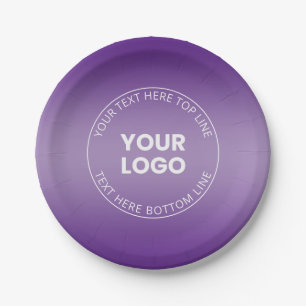 Your Logo w/Editable Any Colour Gradient Paper Plate