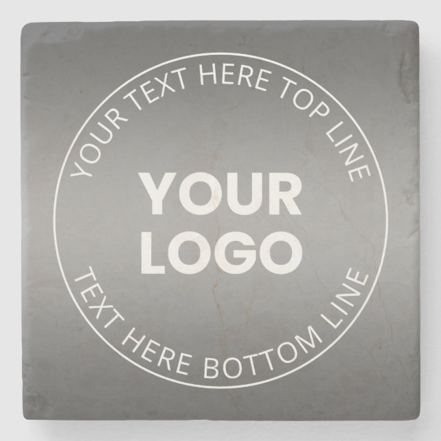 Your Logo w/Editable Any Colour Gradient  Stone Coaster (Front)