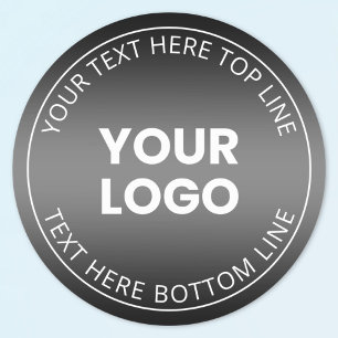 Your Logo w/Editable Black & White Gradient  Classic Round Sticker