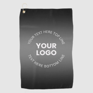 Your Logo w/Editable Black & White Gradient  Golf Towel