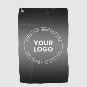 Your Logo w/Editable Black & White Gradient  Golf Towel