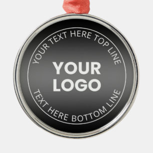 Your Logo w/Editable Black & White Gradient Metal Ornament