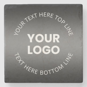 Your Logo w/Editable Black & White Gradient  Stone Coaster