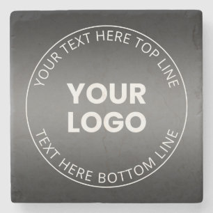Your Logo w/Editable Black & White Gradient Stone Coaster