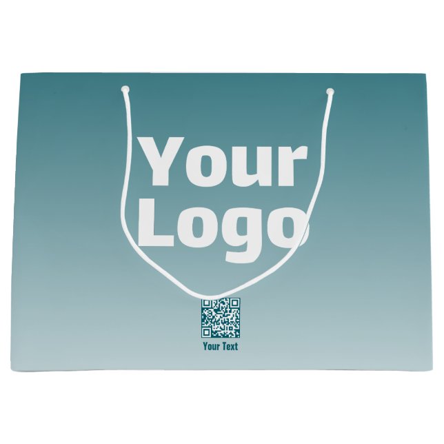 Your Logo w/Editable QR code & Gradient Ombre Large Gift Bag (Front)