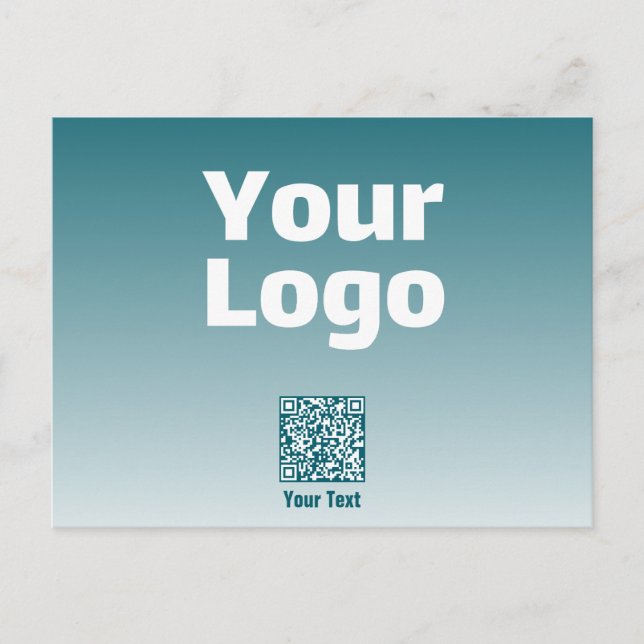 Your Logo w/Editable QR code & Gradient Ombre Postcard (Front)