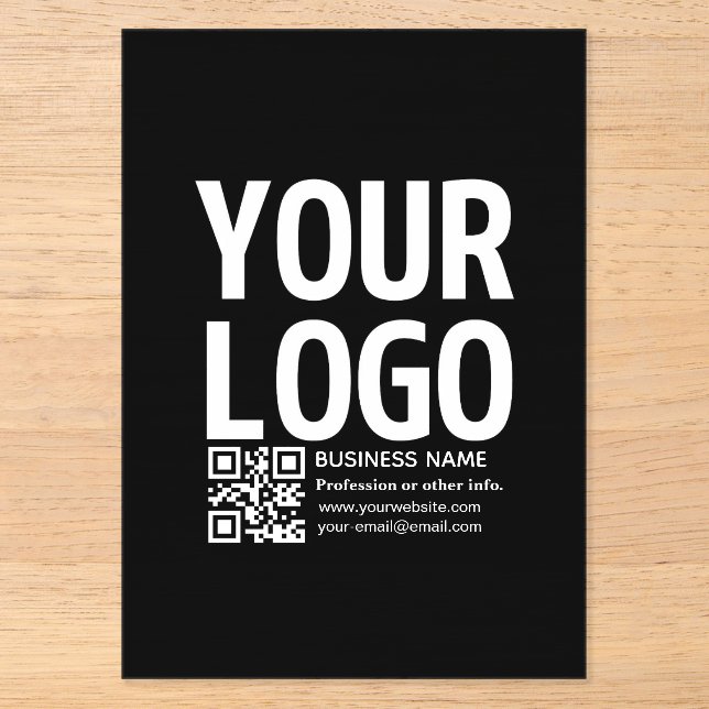 Your Logo w/Editable QR code & Text  Acrylic Invitations (Front)