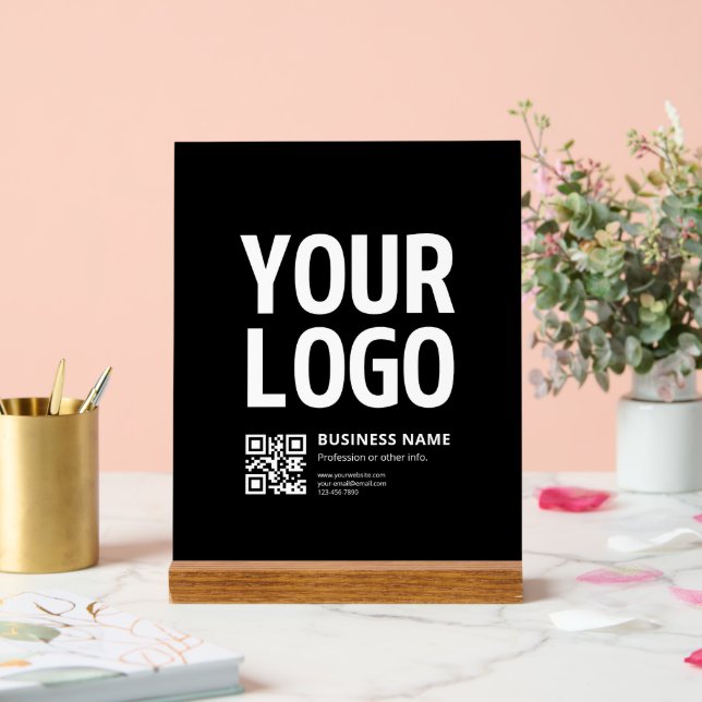 Your Logo w/Editable QR code & Text Acrylic Sign (Wedding)